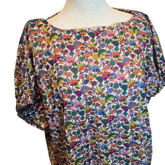 Tish Cox Khloe Mushroom Top MultiColor Artsy Hippie Whimsical Boho Chic Sz S NWT - Picture 2 of 9